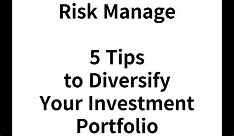 Risk Manage 5 Tips To Diversify Your Investment Portfolio 이슈크림