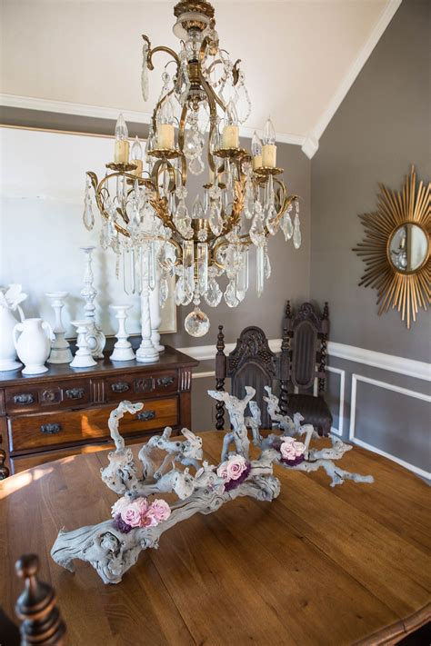 .tall french country crystal chandelier perfect over a dining table or any living space desired distressed whitewash finish on the french vintage six light carved wood chandelier country style home décor and rustic crafts from country style home décor and rustic crafts from chandeliers to. French glam crystal chandelier, driftwood decor ...