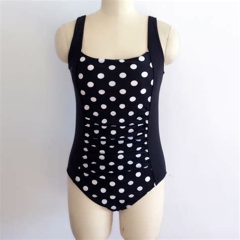 Plus Size Swimwear Female Polka Dot One Piece Swimsuit Women Vintage