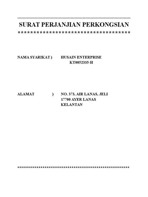 Anatomy of perceval blog surat perjanjian perkongsian perniagaan pdf download showing 1 1 of 1. Surat Perjanjian Perkongsian (Miskin Kaya Trading)