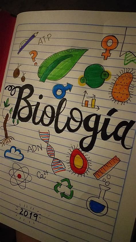 Portada De Biología School Creative Book Cover Page Design Project
