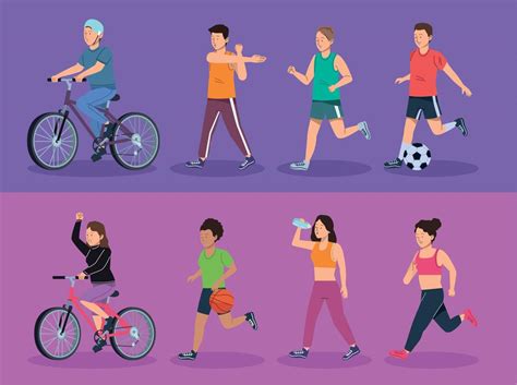 Eight Persons Practicing Sports 10385469 Vector Art At Vecteezy