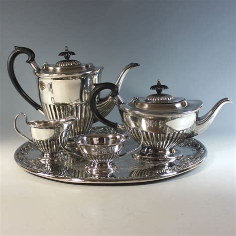 Vintage Sheffield Silverplate Tea Coffee Set With Tray Silver Plate