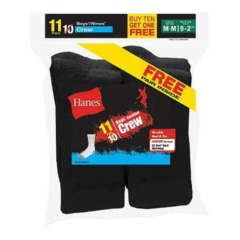 Hanes Hanes Ez Sort Boys Crew Socks 11 Pack Includes 1 Free Bonus