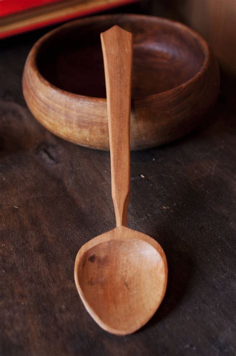 Hand Carved Wooden Spoon Cherry Wood Eating Spoon