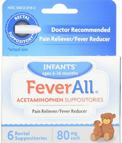 Feverall Infants Acetaminophen Suppositories 6 Rectal Suppositories