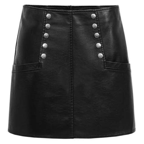 Hzhtmy 2018 Spring Winter High Waist Pu Faux Leather Short Skirt Double Rivet Pocket A Line