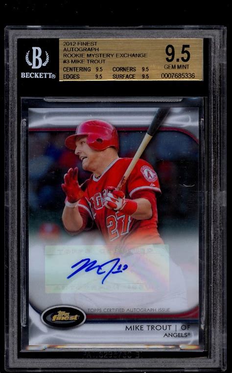 2012 Finest Mystery Exchange Mike Trout Rookie Rc Auto 100 3 Bgs 95