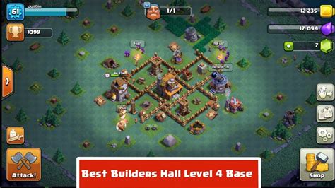 The Best Builders Hall Level 4 Base Clash Of Clans Youtube
