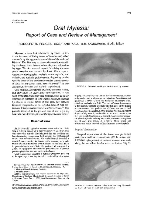 Pdf Oral Myiasis Report Of Case And Review Of Management Rodolfo Felices