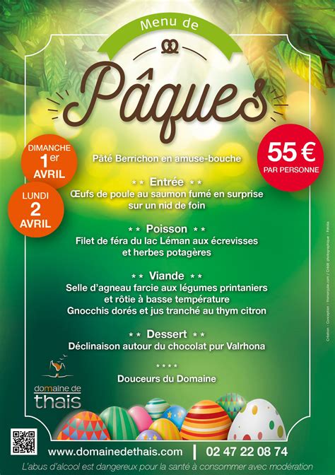 Affiche Menu PAQUES Preview Domaine De Thais