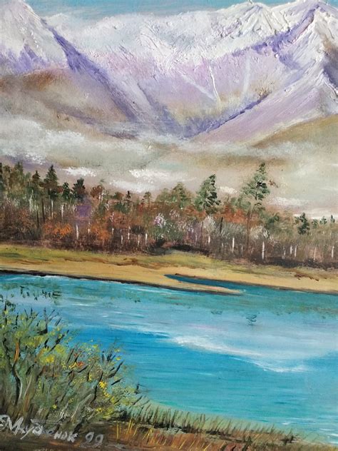 Mountain Lake Landscape Oil Painting National Park River Etsy