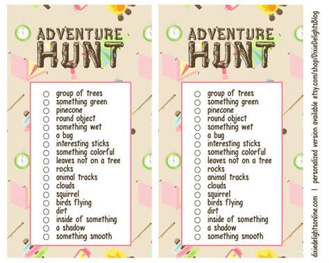 Adventure Hunt Outdoor Scavenger Hunt Free Printable Dixie Delights