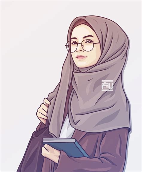 Cute Hijab Cartoon Wallpaper