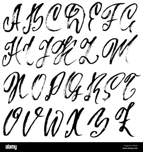 Hand Drawn Elegant Calligraphy Font Modern Brush Lettering Grunge Style Alphabet Vector