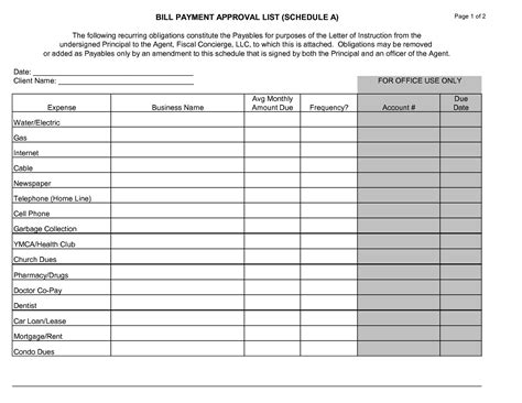 Free Blank Printable Bill Paying Chart