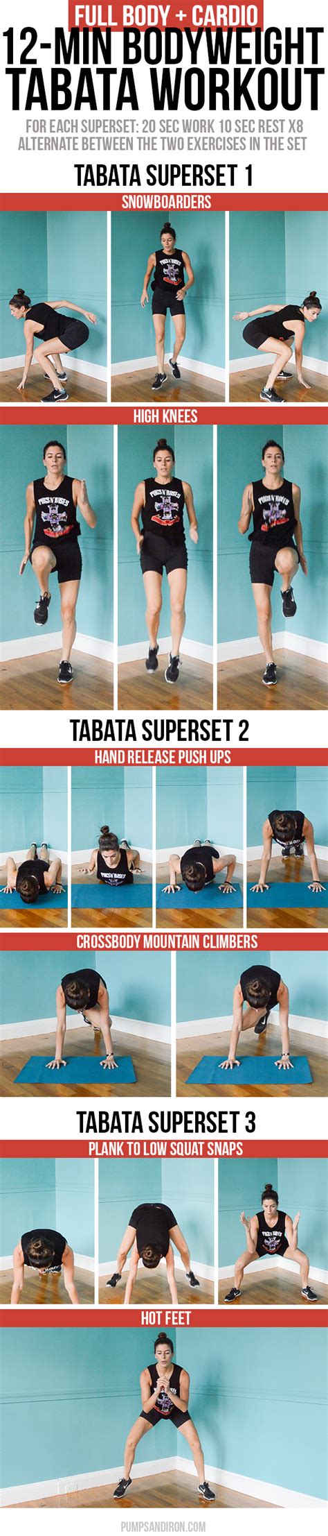 Full Body Cardio Tabata Workout Minute Long And Made Up Of Three Tabata Supersets Of