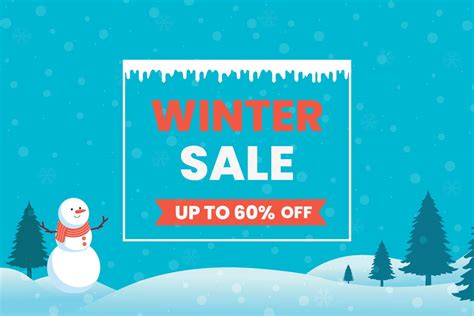 Winter Sale 60 Percent Off Shop Now Vector Banner Design Template