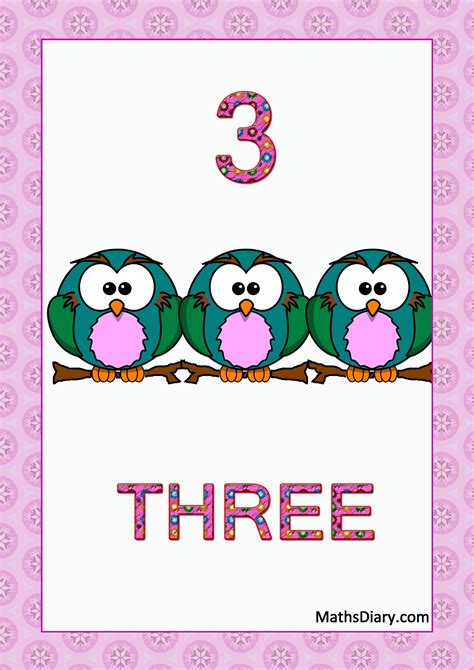 Learning Counting And Recognition Of Number 3 Worksheets Level 1