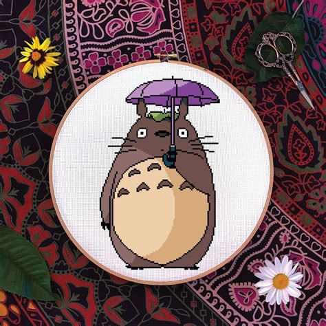 Xmas cross stitch cross stitch charts cross stitch designs cross stitching cross stitch embroidery embroidery patterns christmas cross primitive rustic style crow counted cross stitch pattern. Totoro with Umbrella - PDF Cross Stitch Pattern - Inspired ...