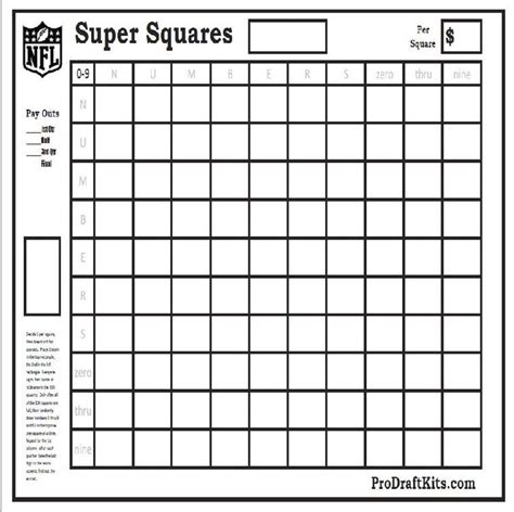 Super Bowl Squares Fantasy Football Weekly Party Game Tailgating Nfl
