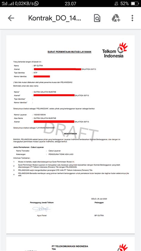 Surat Kuasa Pemasangan Indihome Imagesee