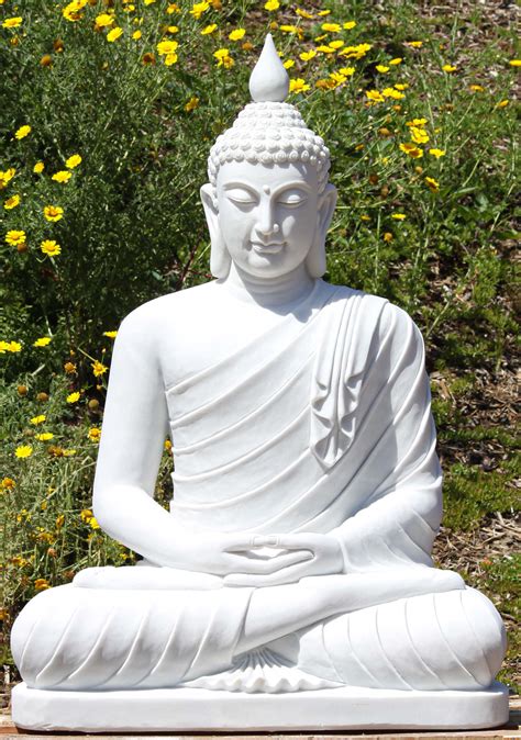 Sold Large Marble Meditating Buddha Statue With Serene Smile Perfect