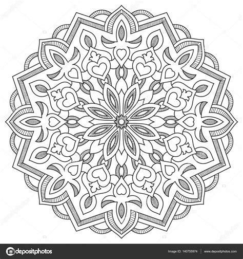 Bekijk de website met allemaal te printen of te downloaden. Bloemen mandala met hart. Kleurplaat voor — Stockvector ...