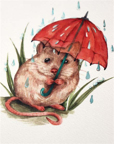Mouse Watercolor Painting Mouse Art Animal Wall Art Etsy