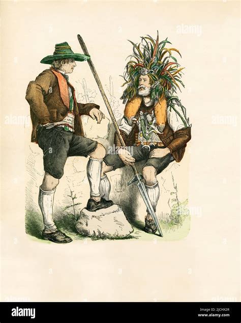 Tyrolean Folk Dress Merano Region Late 19th Century Illustration