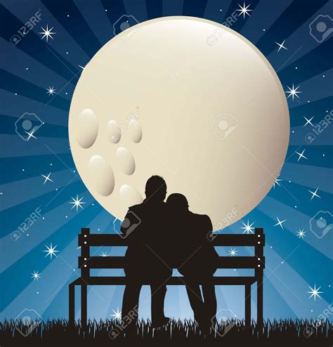 Moon Silhouette Painting Couple La Lune Clipart 71 Silhouette