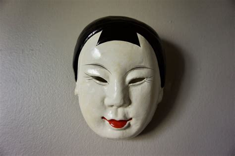 Vintage Japanese Mask Noh Mask Okame Mask Tradition Japanese Mask