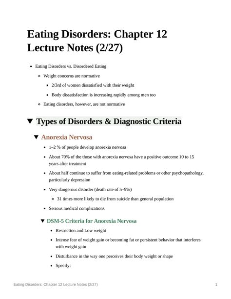 eating disorders chapter 12 lecture notes disordered eating weight concerns are normative 2