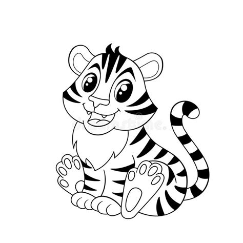 Tigre De Dibujos Animados Ilustraci N Vectorial En Blanco Y Negro Para
