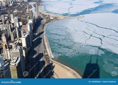 Overhead View Of Chicago City Stock Photo Image Of Snow Seascape