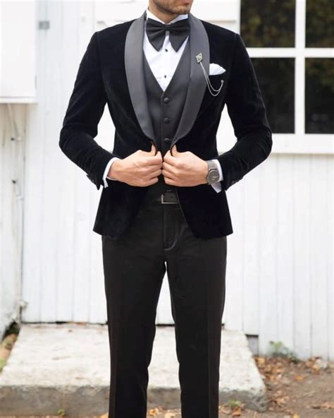 Shawl Lapel Slim Fit Mens Suits Wedding Bridegroom Blazer Sets Fashion