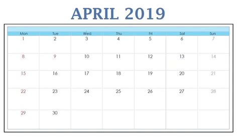 Pin On April Calendar 2019