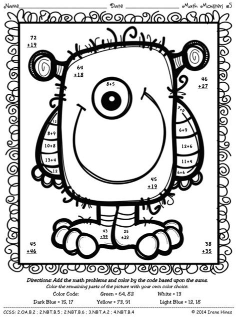 Kids have to add up or subtract numbers, as needed. Pin by Irene Hines ~ Teaching Affects on ~ Color By The ...
