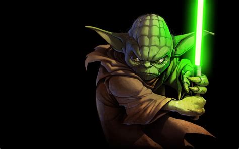 Star Wars Master Yoda Digital Wallpaper Yoda Star Wars Lightsaber
