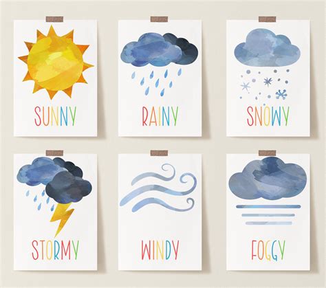 Weather Cards Weather Flashcards INSTANT DOWNLOAD Babe Weather Activity Pre K Activity