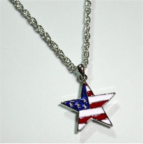 Usa Flag Pendant Necklace I Love Jewelry