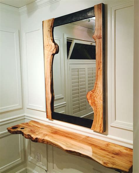 Live Edge Mirror Frame And Counter Salon Station Custom Design