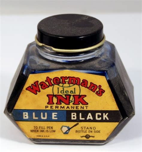 Waterman Blue Black Ink Bottle V0782 Usa Vintage Waterman Pens
