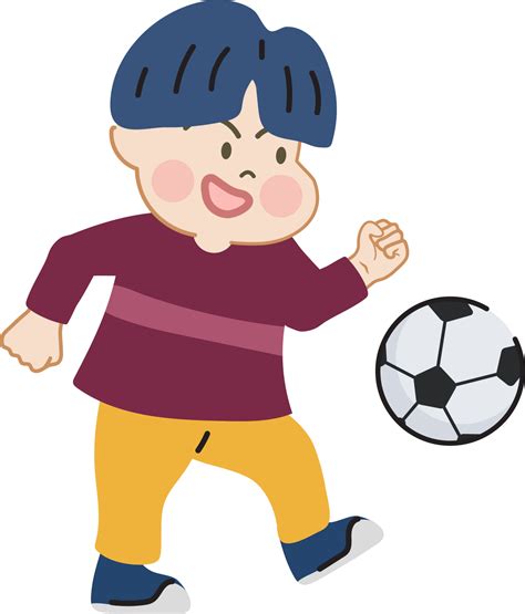 Free Happy Cute Kid Playing Soccer Or Football Cartoon Character Doodle