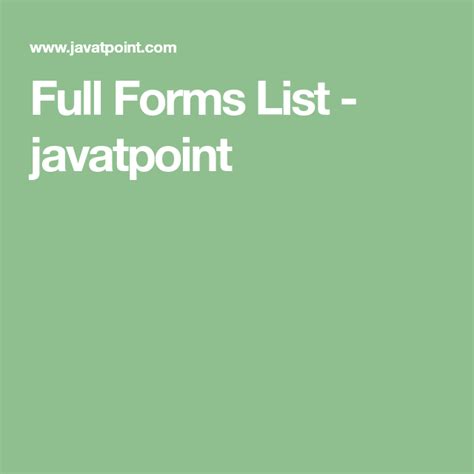 Full Forms List Javatpoint Form Full List