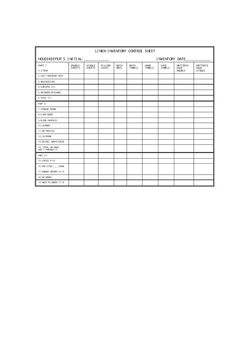 Housekeeping Budget Spreadsheet In Housekeeping Linen Inventory Vrogue
