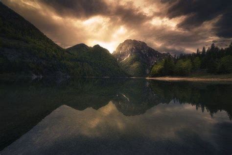Nature Photography Landscape Lake Reflection Mountains Sunset