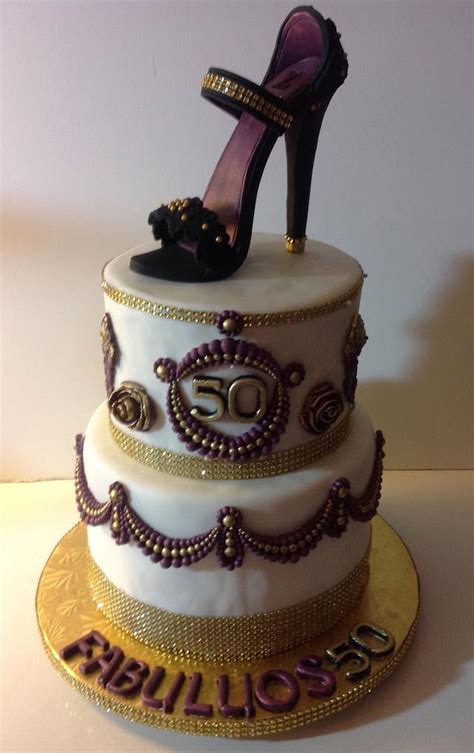Elegant 50th Birthday Cake Decorated Cake By Rosin Cakesdecor