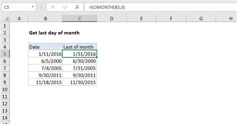 Get Last Day Of Month Excel Formula Exceljet