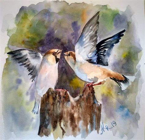 Check Out This Item In My Etsy Shop Listing 675070694 Birds Couple Art